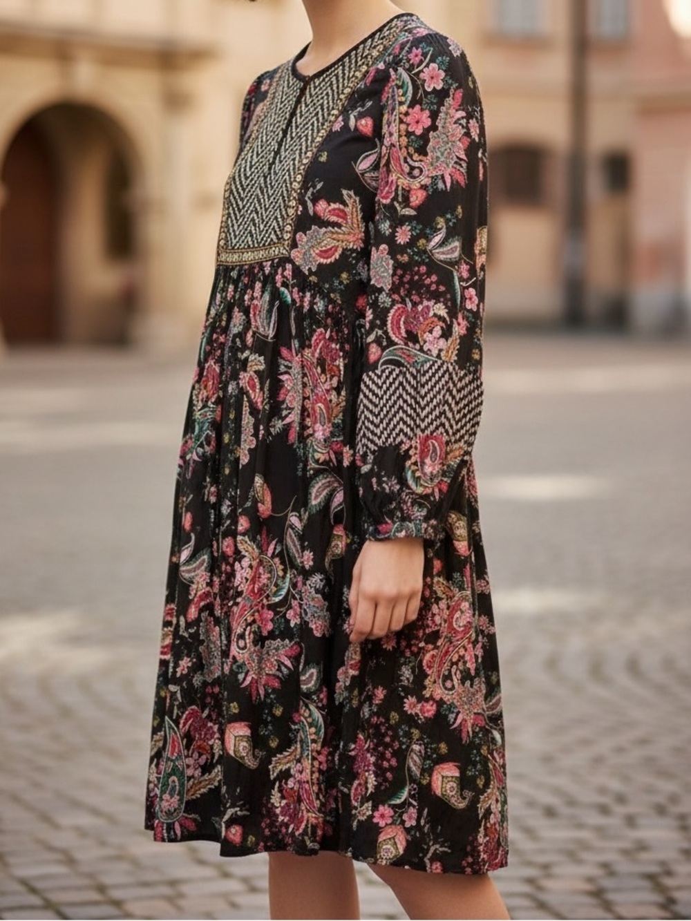 Dixie Black Floral Dress Made in Italy Sz. S